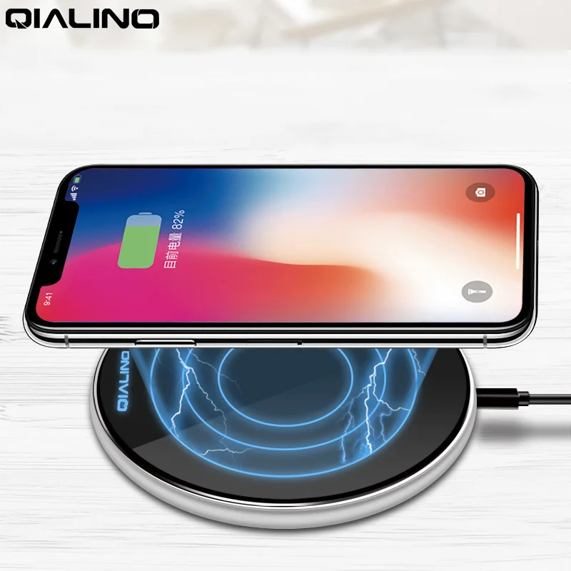 QIALINO Беспроводное зарядное устройство для iPhone 8/X/8 Plus Qi быстрая Беспроводная
