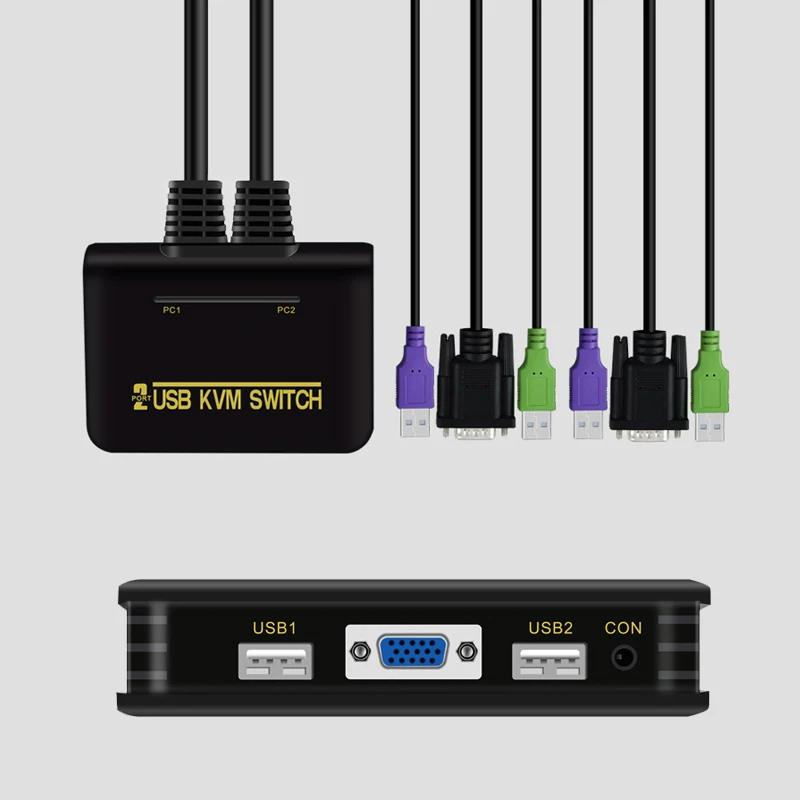 

Charmvision VK21 2 Port USB VGA KVM switch with 1.5m line HD extension line button switching controller 2 USB2.0 HDDB VGA output