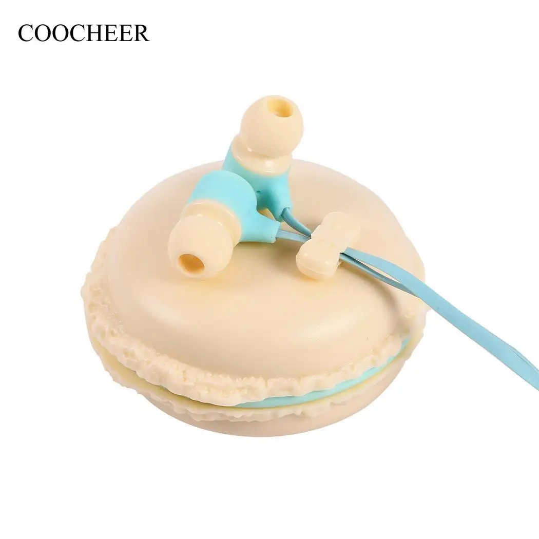 COOCHEER 3 5 мм наушники вкладыши с портативный Macaron чехол наборы Earbud шкаф для хранения