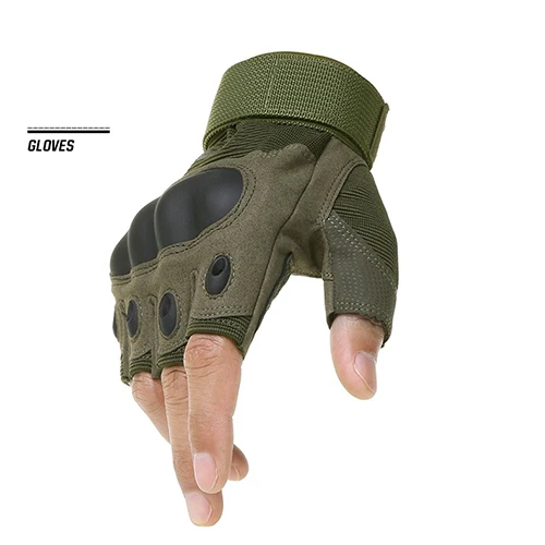 half Army Green Армейские военные тактические перчатки мужские зимние Полные Пальцы жесткие перчатки с защитой суставов Пейнтбол страйкбол стрельба боевые противоскользящие велосипедные перчатки - Цвет: half Army Green