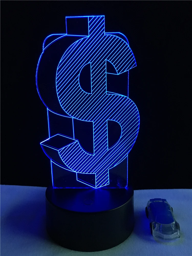 Уникальный 3D USD доллар ночной Светильник для предприятия домашний декор вспышка