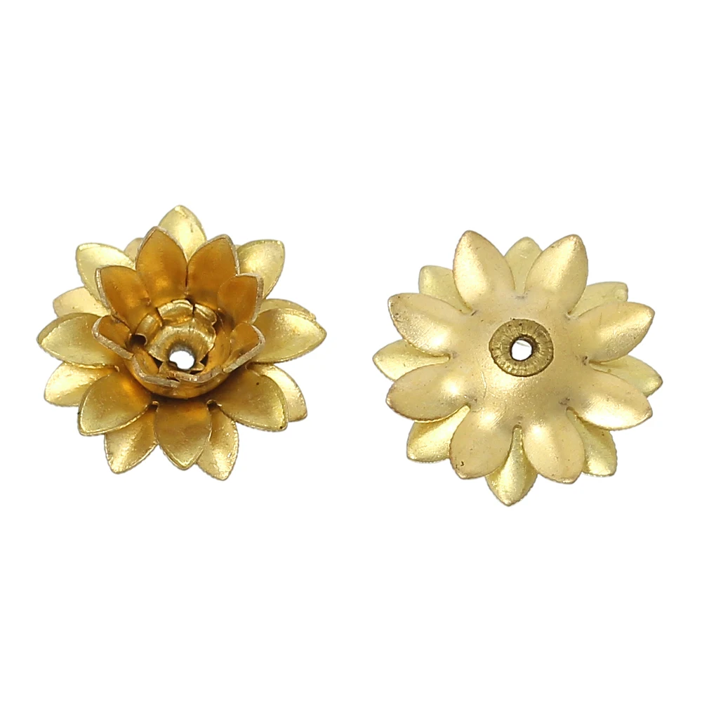 

DoreenBeads Brass Beads Caps Flower Stamping Filigree Brass Tone (Fit 6mm Beads) 12mm( 4/8") x 12mm( 4/8"), 30 PCs