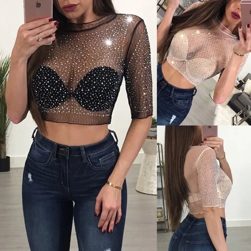 2018 модная женская сетчатая Прозрачная Футболка с длинным рукавом | Женская