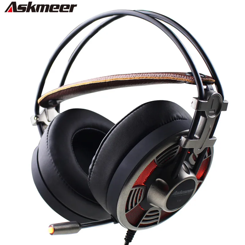 Askmeer V16 USB Профессиональный Стерео Игровые наушники с микрофонами светодио дный