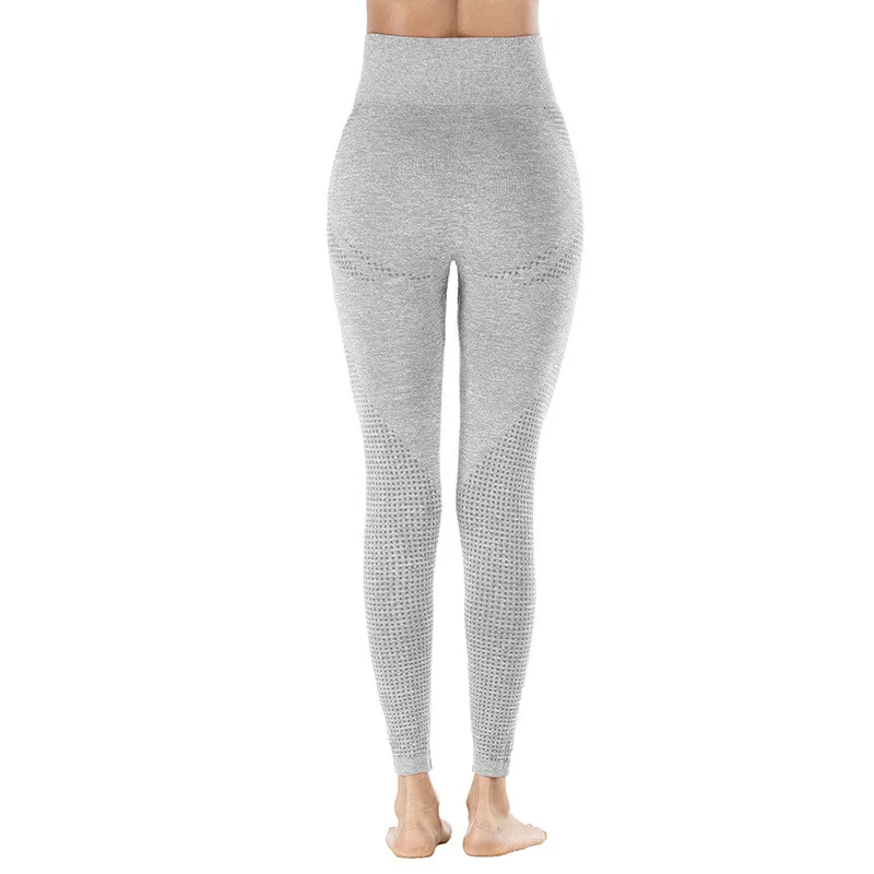 light gray Women Seamless Leggings Solid High Waist Yoga Pants Scrunch Butt Push Up Energy Leggings Sport Breathable Fitness Running Pants - Цвет: light gray