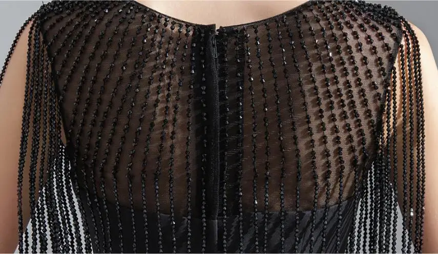 Luxury beaded evening dress black noble mermaid prom graduation party gowns bridal shower formal Vestido de noiva | Свадьбы и