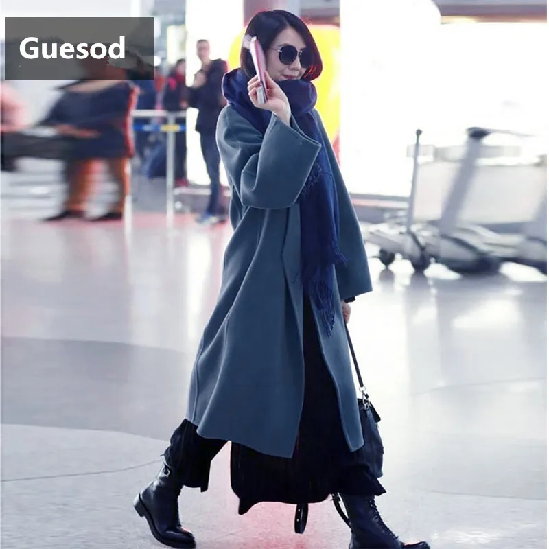 

Guesod 2017 Winter Women Wool Coat 100% Woolen Coat Female New Arrival Double-Sided Cashmere Coats Medium-Length Loose Woolen