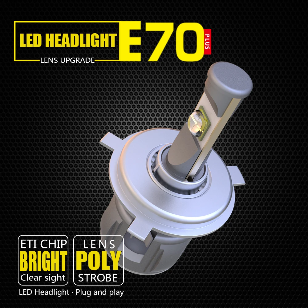 HLXG 2 шт. E70 H4 H8 H11 9005 HB3 9006 D1S D2S H7 комплект светодиодных фар Canbus лампы ETI 70 чипы 6000k 12000LM