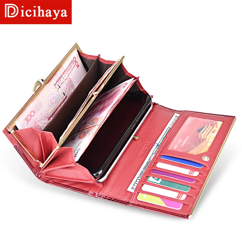 DICIHAYA, новинка, Модный женский кошелек, длинный дизайн, клатч, кошельки, натуральная кожа, Женский кошелек на молнии и застежке, кошелек для монет, высокое качество