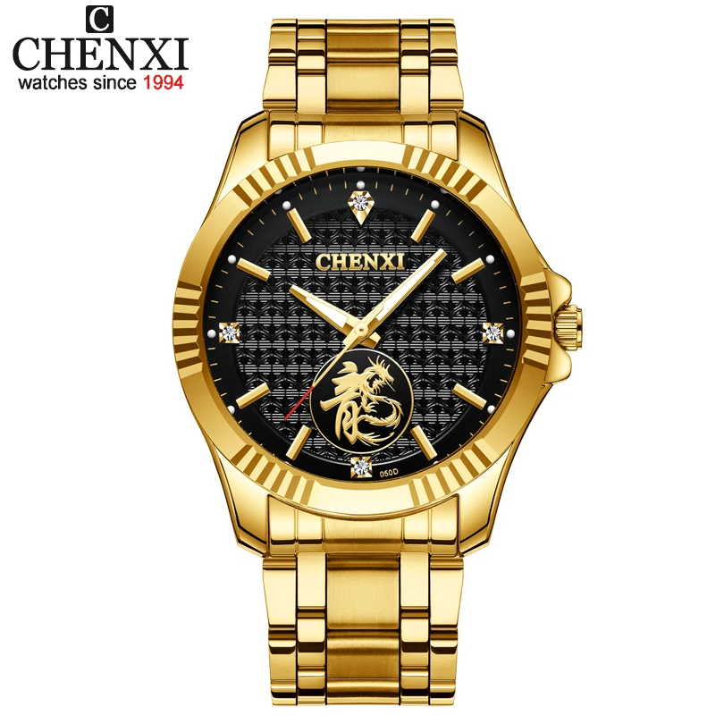 

Fashion Dragon Watch Chenxi Men Watches Top Brand Luxury Gold Watch Men Stainless Steel Watch Men Quartz Clock horloge man