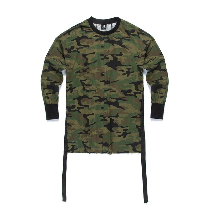 Мужская камуфляжная футболка с длинным рукавом в стиле хип хоп|tyga fashion|men topst shirt