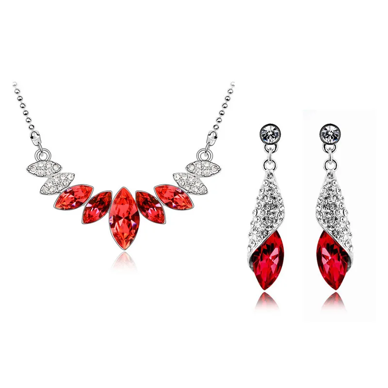 Ожерелье и серьги подвески с австрийскими кристаллами|necklace earrings jewelry set|fashion setjewelry