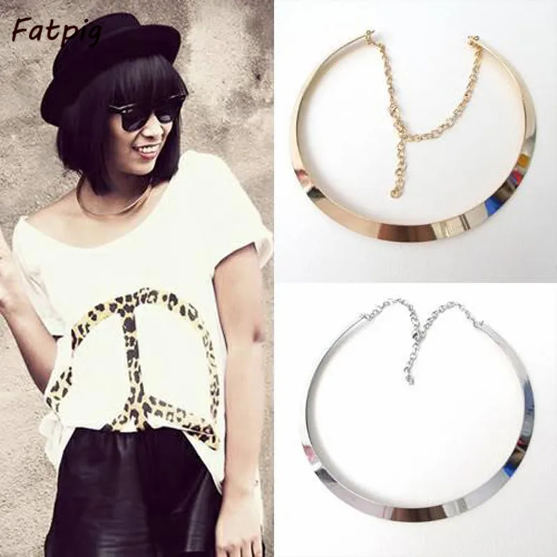 1 шт Ретро мода изогнутый зеркальный металлический воротник нагрудник колье