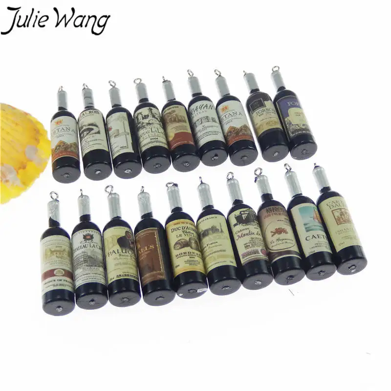 Julie Wang, 10 шт., Черная смола, бутылки вина, креативные подвески, подвеска на ожерелье, ювелирные изделия, серьги, аксессуары