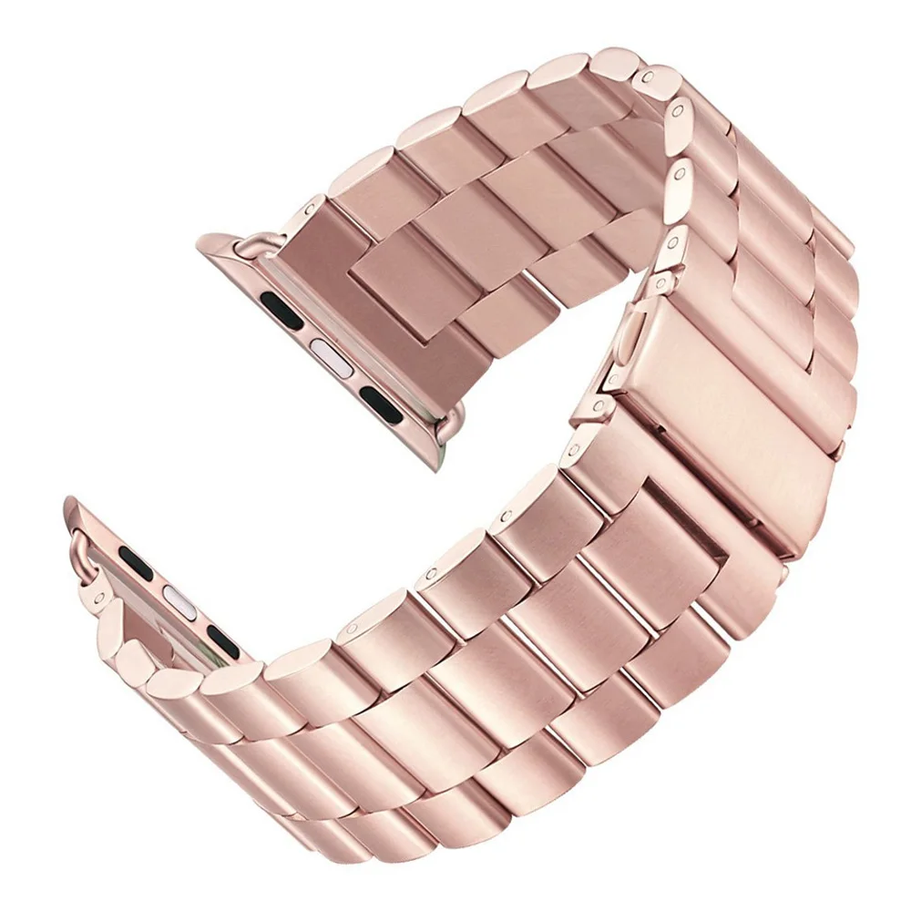 Нержавеющая сталь ремешок для наручных часов Apple Watch, версии 40/44/38 мм/42 мм браслет серии 5, 4, 3, 2, 1, с металлическим ремнем, замена аксессуары браслет - Цвет ремешка: Rose gold
