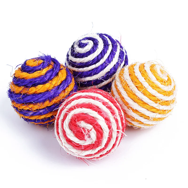 Popular Hot 1 Pc Random Color Pet Cat Kitten Sisal Rope Ball Teaser Rattle Scratch Chewing Catch Playing Toys | Дом и сад