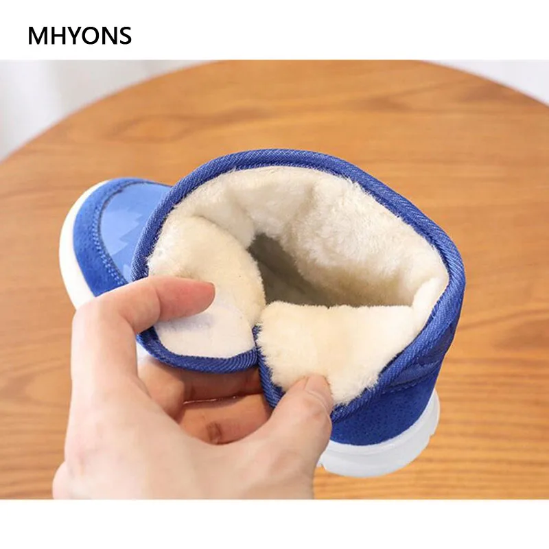 MHYONS 2018 новые ботинки для маленьких девочек зимние теплые толстые хлопковые