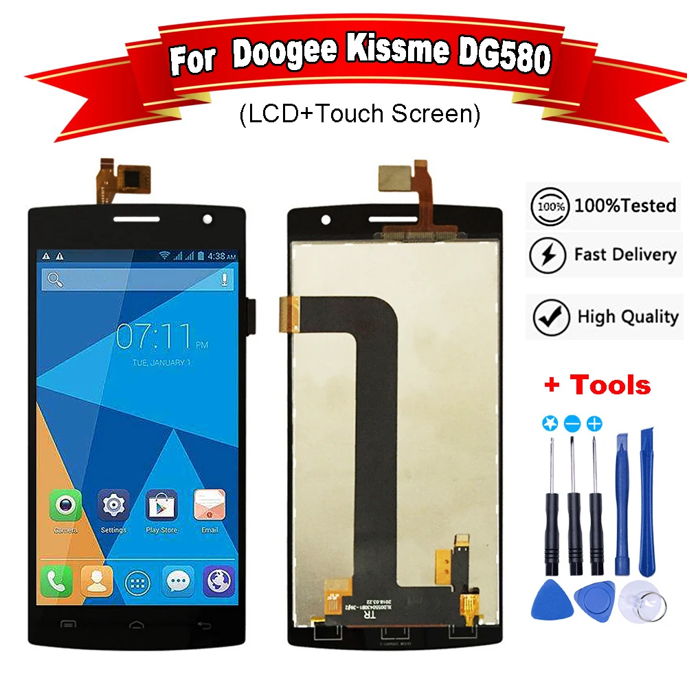 Для Doogee Kissme DG580 ЖК дисплей + сенсорный экран идеальные запасные части для doogee dg580 LCD