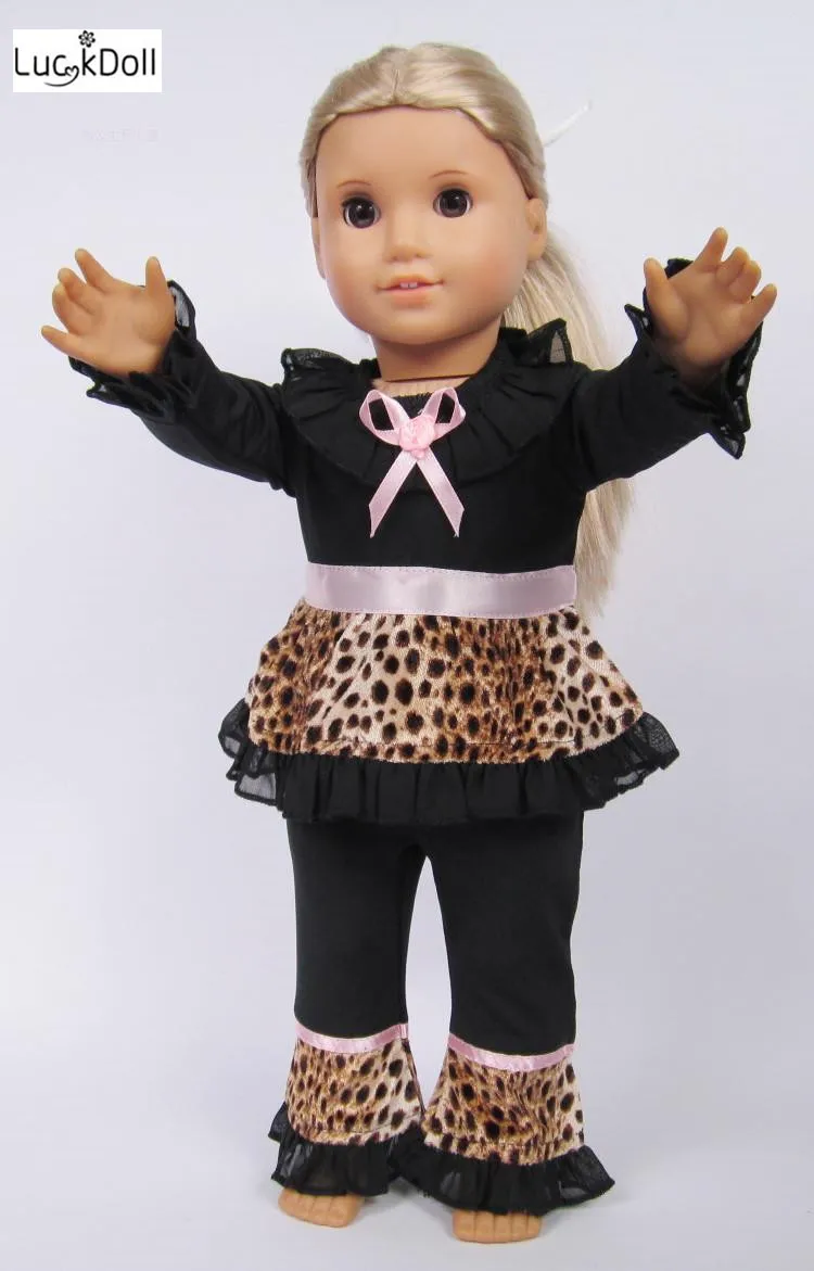 Одежда LUCKDOLL с леопардовым отстрочкой подходит для 18-дюймовых американских кукол