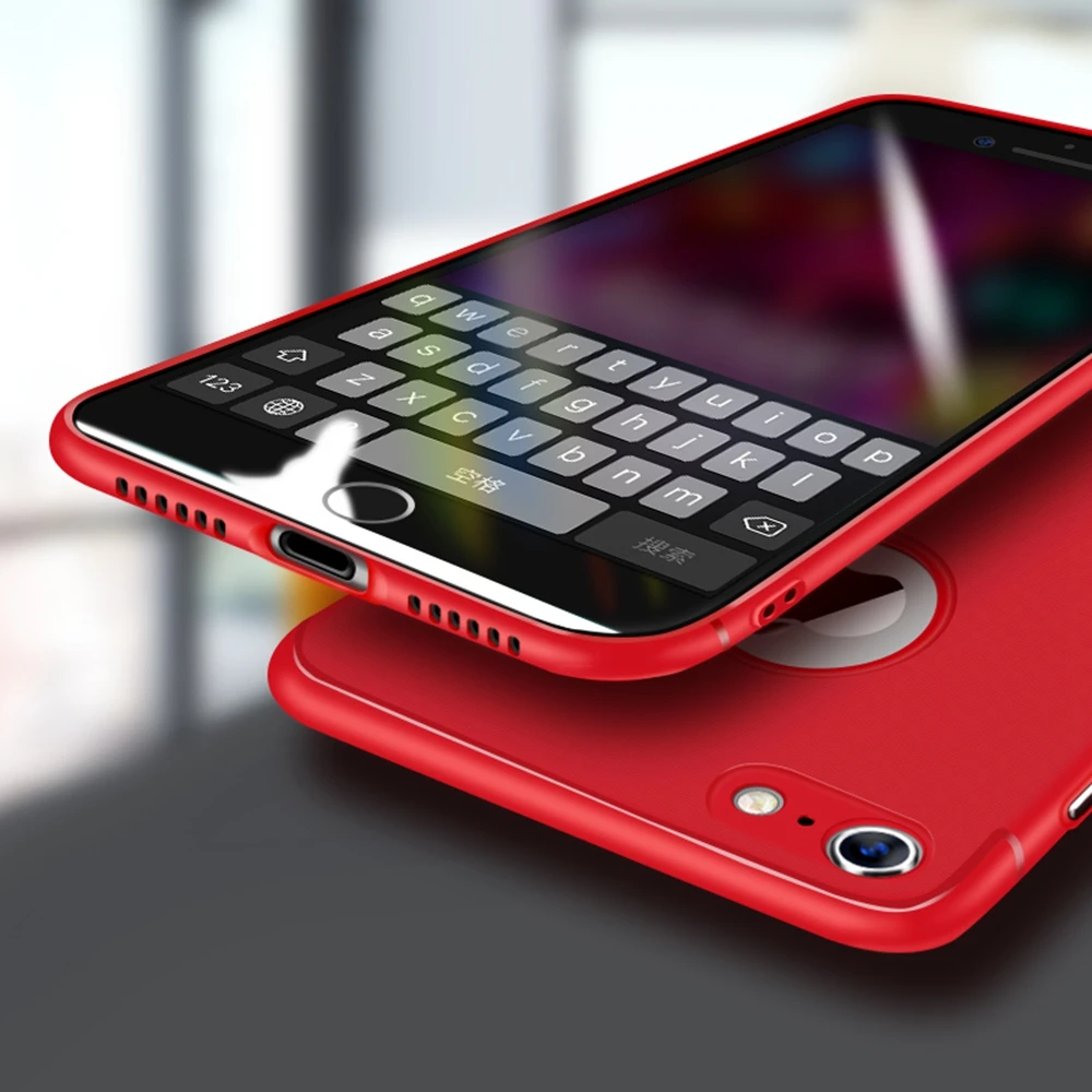 Red Матовый чехол для телефона с кнопкой для iPhone 6, 6 S, 7, 8 Plus, X, Мягкий ТПУ, силиконовый чехол для задней панели для iPhone 8, 7 Plus, 10, защитный чехол s Coque - Цвет: Red