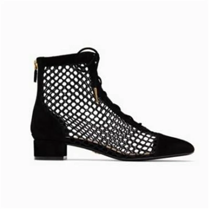 Black Short Mcacchi/пикантные женские босоножки; летние сапоги с острым носком; Новинка года; Лидер продаж; сандалии-гладиаторы с вырезами; женские сапоги до колена на шнуровке - Цвет: Black Short