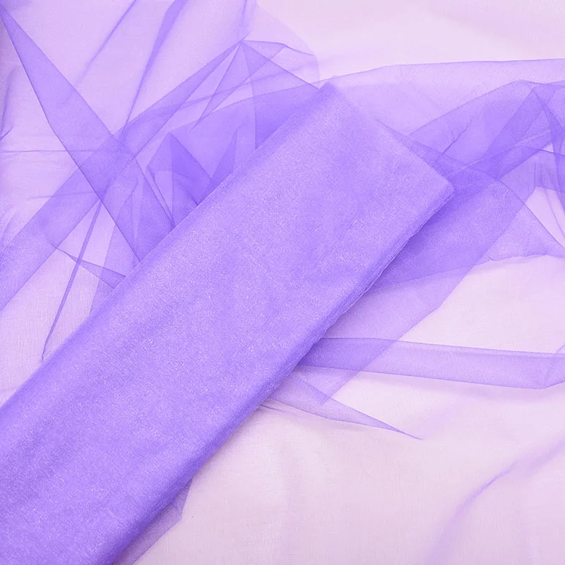 T12 Light purple 5 метров* 48 см прозрачная органза тюль рулон ткань марля для свадебного украшения DIY арки стул пояса для детского душа принадлежности 7 - Цвет: T12 Light purple