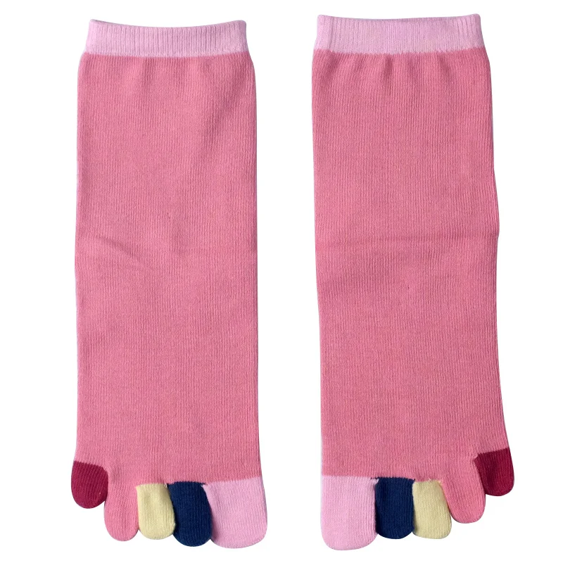 4 Pairs Full Cotton Coloured 5 Finger Socks Four Seasons Ladies Pure Novelty With Separate Toes | Женская одежда