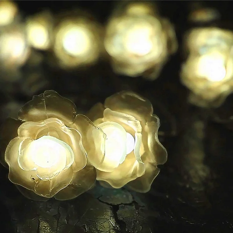 Солнечная наружная садовая Ландшафтная лампа роза гирлянда 30LED Праздничная