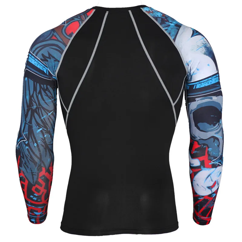 Мужская компрессионная Спортивная быстросохнущая футболка с длинным рукавом