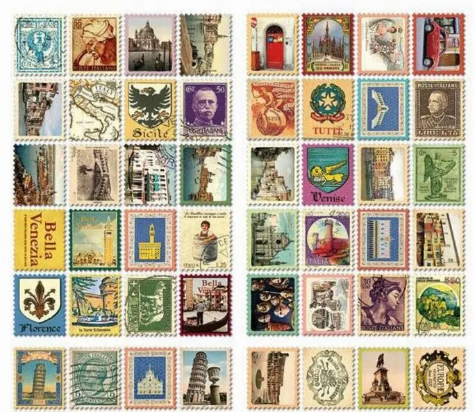 Italy 80 шт.(4 листа) DIY винтажные Ретро наклейки для штамп планировщика Лондон Париж принц Алиса липкие бумаги для скрапбукинга - Цвет: Italy