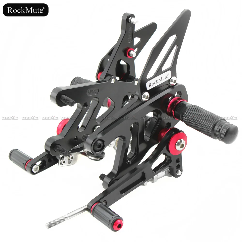 Black Мотоциклетные задние комплекты для Aprilia RSV4 Factory/R APRC ABS 2013- регулируемая подножка рычаг переключения передач педаль тормоза подножки задний комплект - Цвет: Black