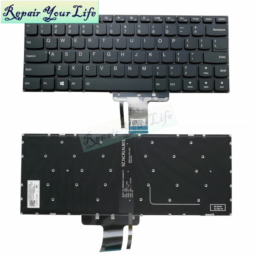 Клавиатура с английской подсветкой для ноутбука Lenovo Yoga 710-15lKB Flex 4-1435 4-1470 4-1480 Series