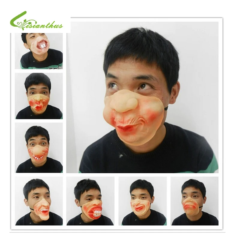 Страшный костюм на Хэллоуин реквизит искусственная кожа нижняя половина лица