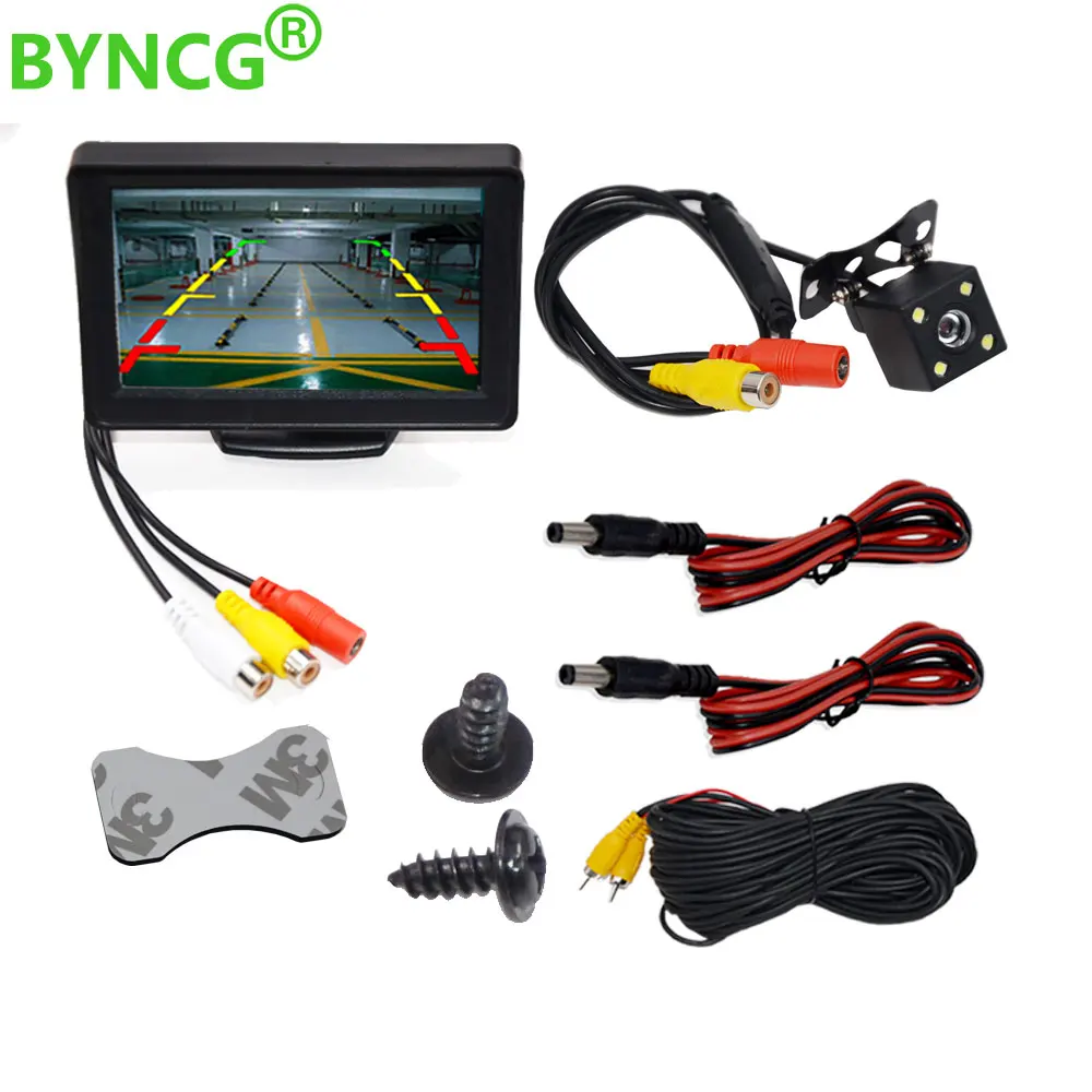 

BYNCG 4,3 дюймовый TFT ЖК-дисплей Автомобильный монитор камера заднего вида парковочная система резервного копирования для автомобильных монит...