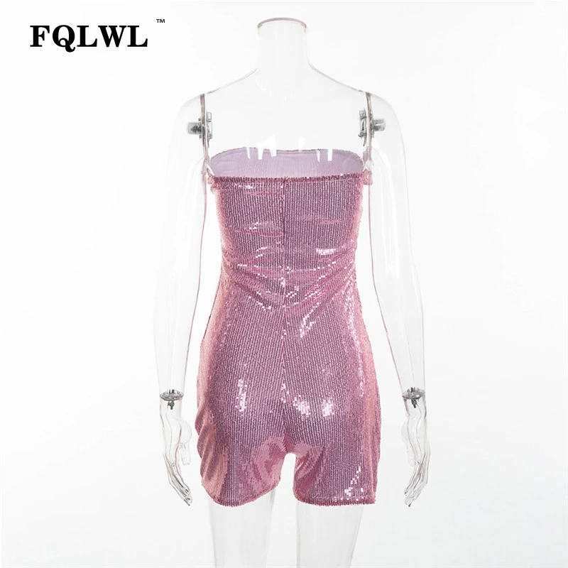 FQLWL Sequin сексуальный комбинезон женские шорты без бретелек без спинки Облегающий комбинезон женский игровой костюм осенний клубный женский комбинезон Комбинезоны