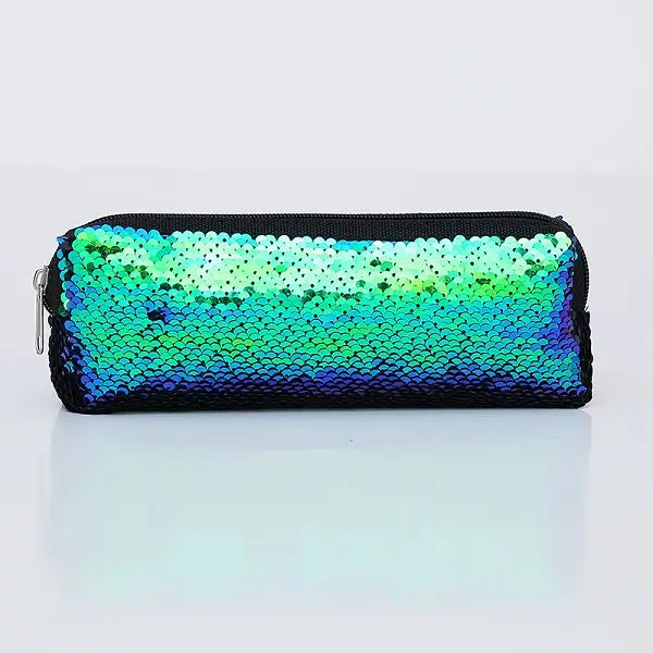 Green black Пенал-карандаш из материала Escolar Sequin Etui Pennen для девочек, пенал Kalem Kutusu Lapiceras Estuche Escolares Kawaii Hairball - Color: Green black