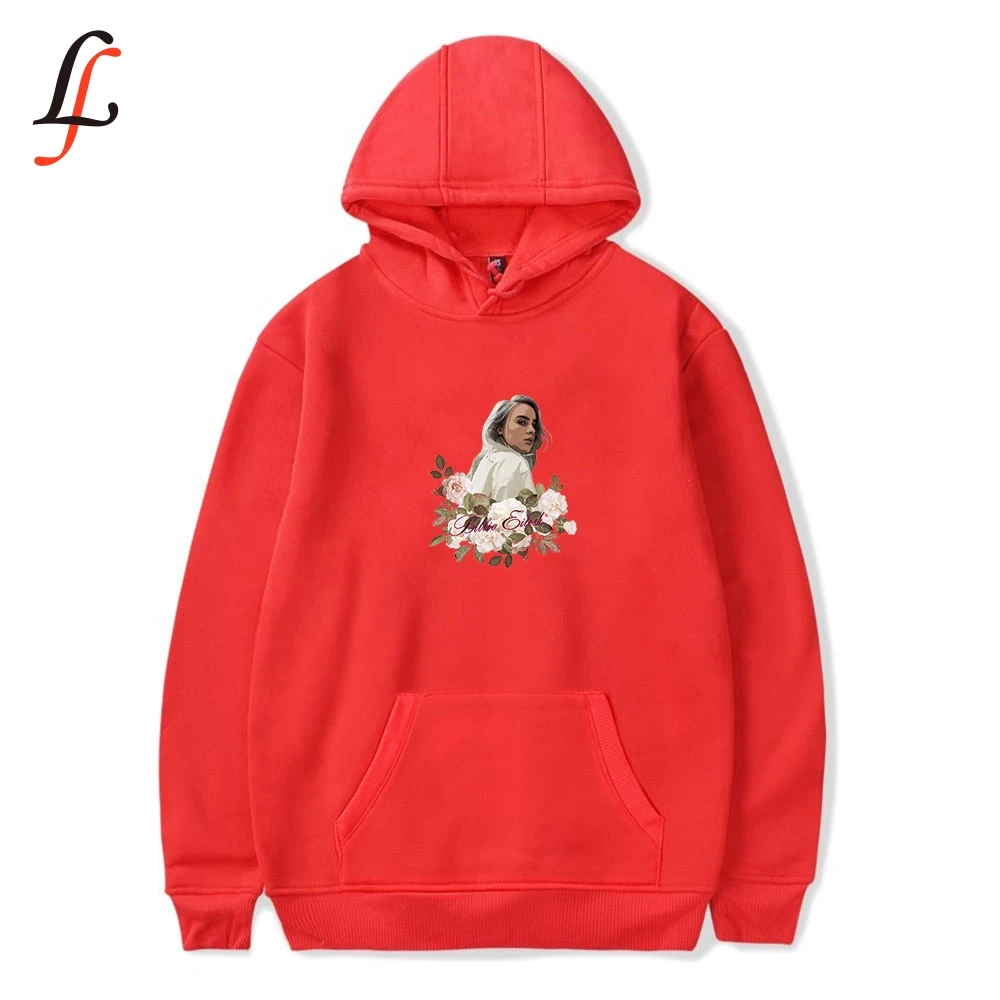 Billie Eilish harajuku/Мужская и Женская толстовка с капюшоном длинным рукавом Свободные