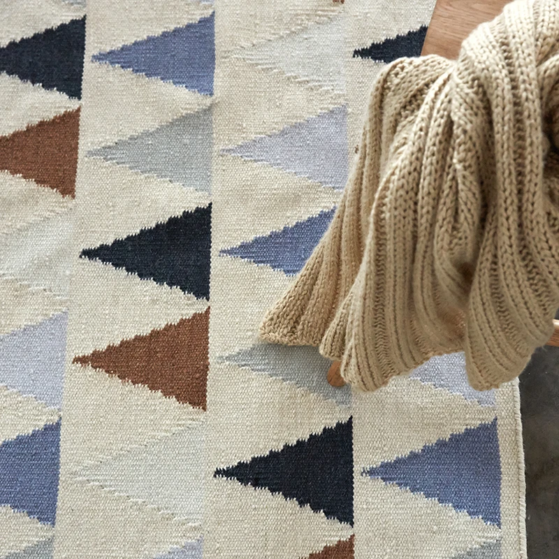 100% шерсть искусственный геометрический богемный индийский ковер черный белый