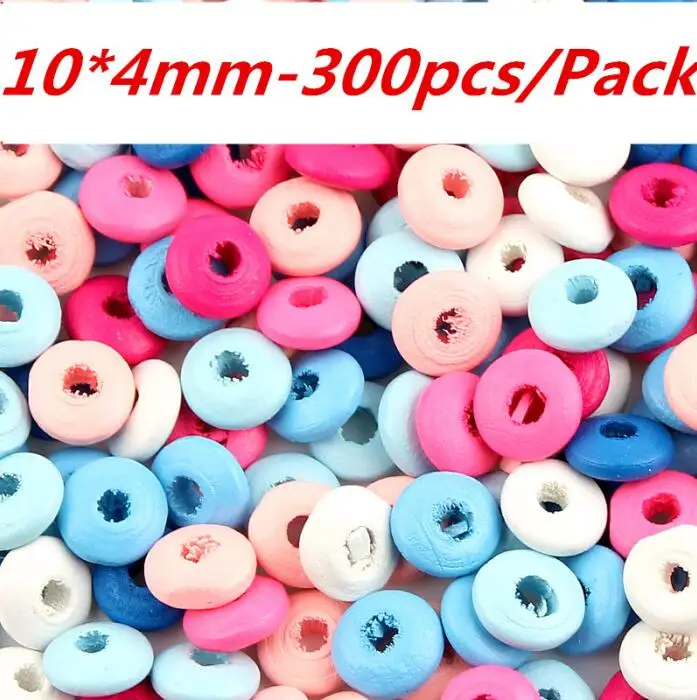 10x4mm Flat Beads Мульти-шаблон деревянный бисер смешанный цвет деревянные бусины для самостоятельного изготовления ювелирных изделий Baby betis balompie соска клип леденец - Цвет: 10x4mm Flat Beads