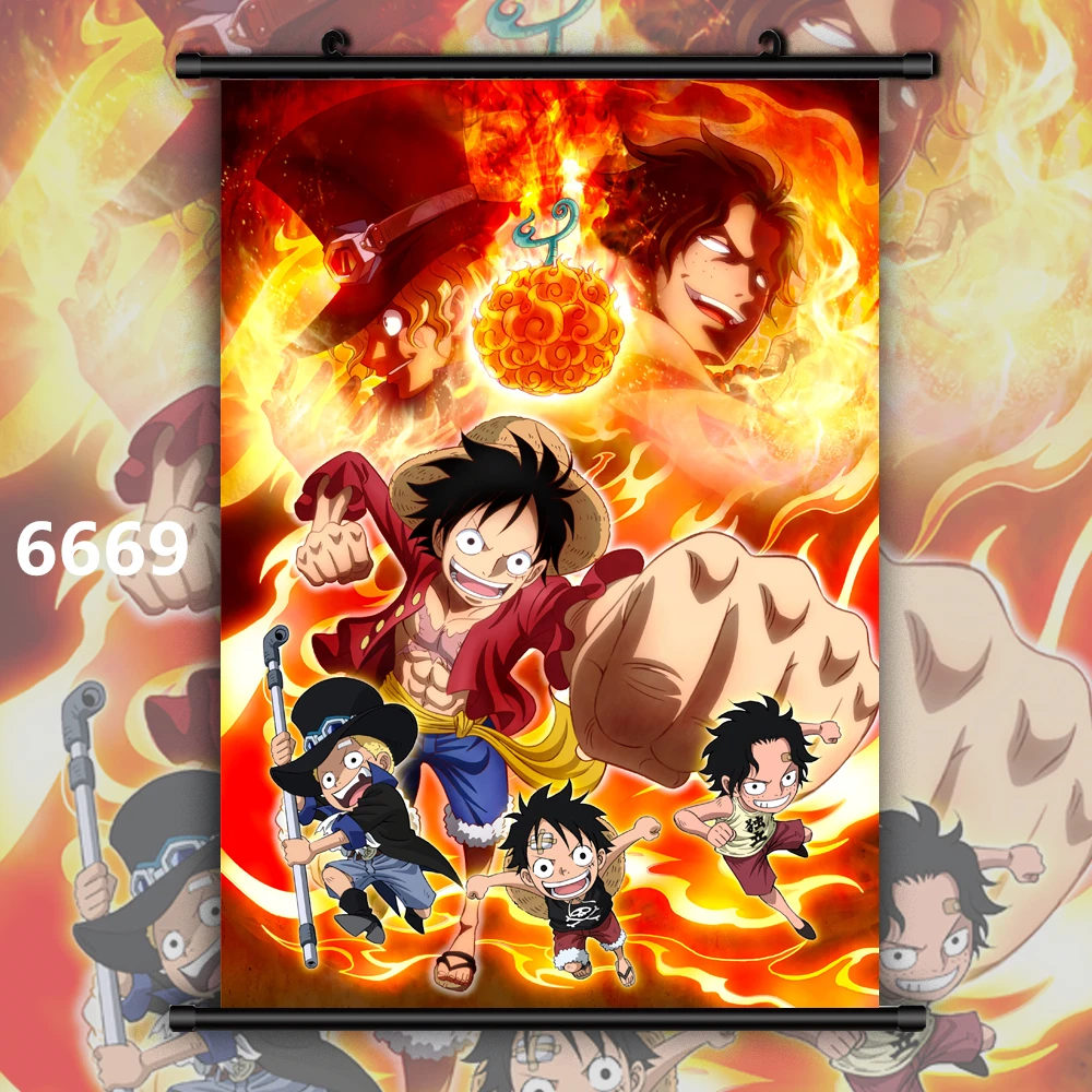 6669 One piece Portgas D Ace Луффи Аниме Манга настенный плакат свиток - Цвет: 6669