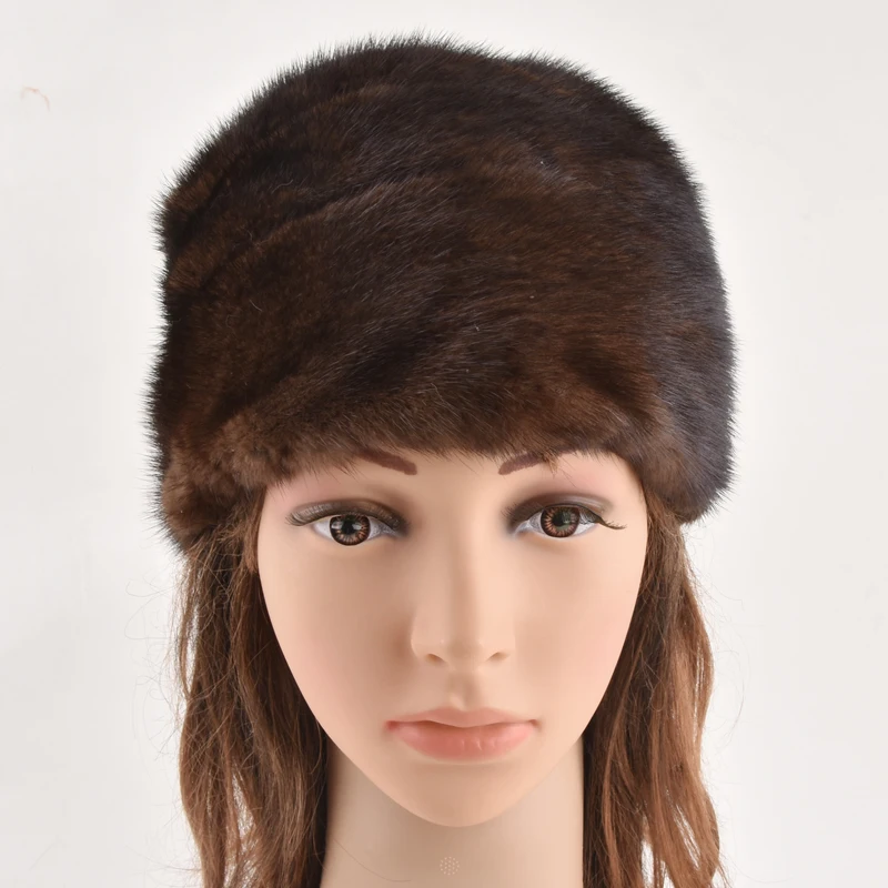 Шапка бини из натурального меха норки зимняя женская шапка|Женские Skullies и
