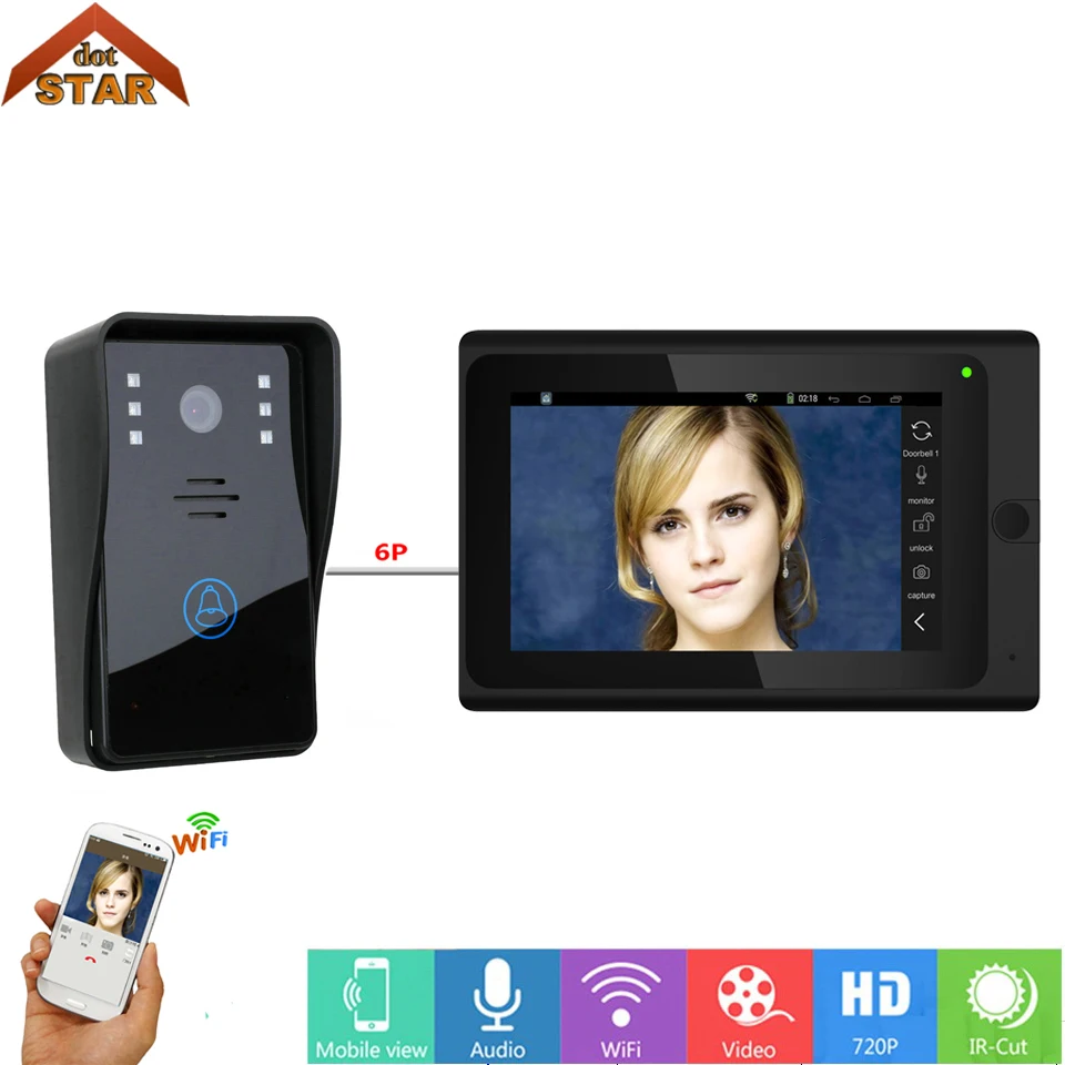 Визуальный дверной звонок 7 ''TFT LCD Проводной Видео телефон система внутренний