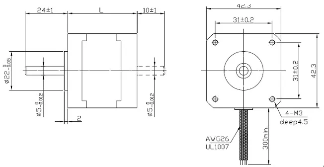 Nema 17 Hybird шаговый двигатель 40 мм 2 фазы 3300g. cm 0,9 градусов 1.68A шаговый двигатель 4 провода для 3D принтеров CNC