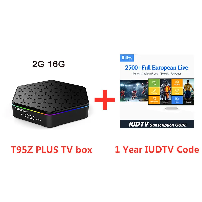 T95Z плюс Android 7,1 tv Box 2G16G 3G32G медиаплеер с 4 K HD онлайн ТВ SUB tv IUD tv QHD tv NEO ТВ код 1 год IP ТВ подписка - Цвет: 2G16G (1 Year IUDTV)