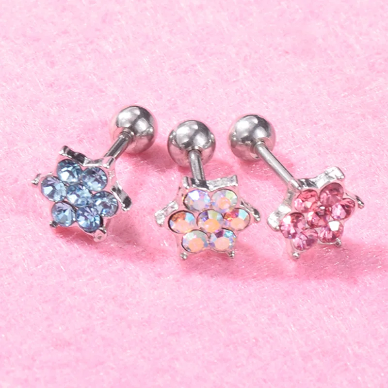 Женские серьги в форме цветка из горного хрусталя гипоаллергенные ювелирные