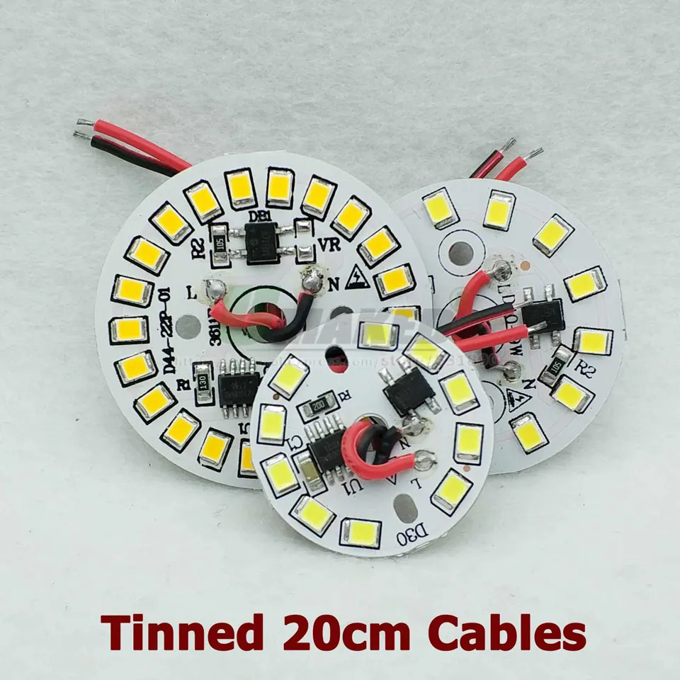 5 шт. AC220V светодиодный PCB Smart IC драйвер лампы панель 3 Вт 5 Вт 7 Вт 9 Вт 12 Вт 15 Вт SMD2835 источник света луженый кабель 20 см для светодиодного потолочного светильника