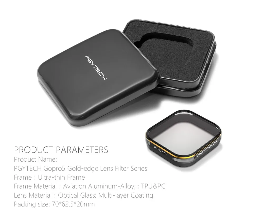 PGYTECH Gopro 5 6 Hero 7 фильтр для объектива серии Gold edge фильтры для камеры для gopro аксессуары go pro рукоятка Удлинительное крепление