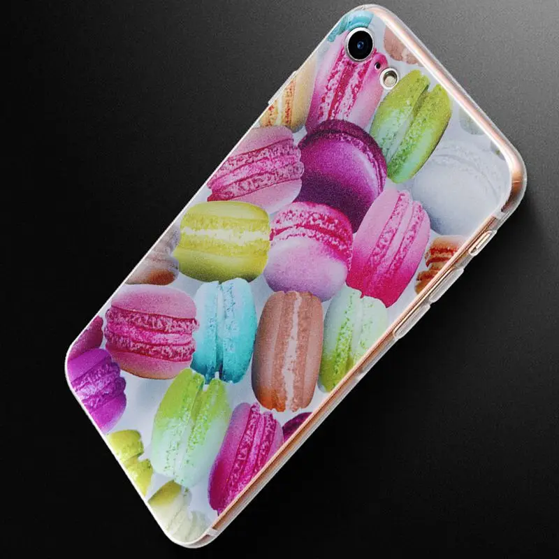 Сладкий десерт телефон case для iphone 6 6s plus 5S 5 se 7 плюс окрашены macaron пончики торт soft