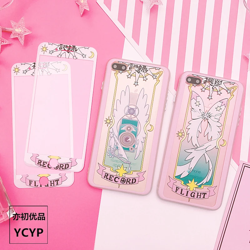 Card Captor Сакура чехол для iPhone 7/8 плюс мягкий силиконовый X 8 7 6 6s и закаленное стекло