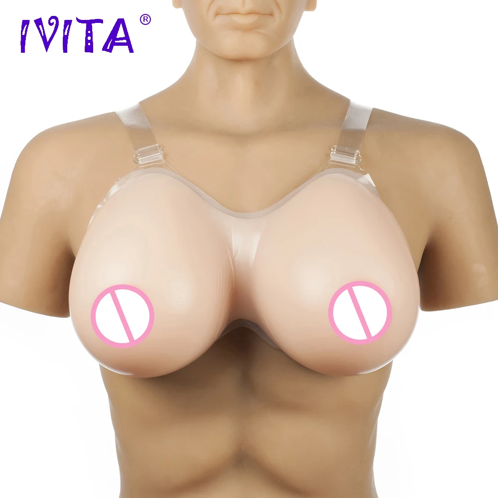 IVITA 4100g реалистичные силиконовые формы груди с плечевыми ремнями для